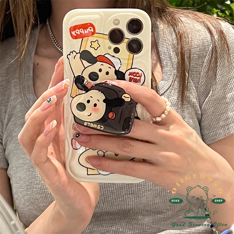 Ốp Điện Thoại IMD Viền Gợn Sóng Hình Chú Cún/Máy Ảnh Cho Iphone 13 12 11 Pro Max Xs Max Xr X