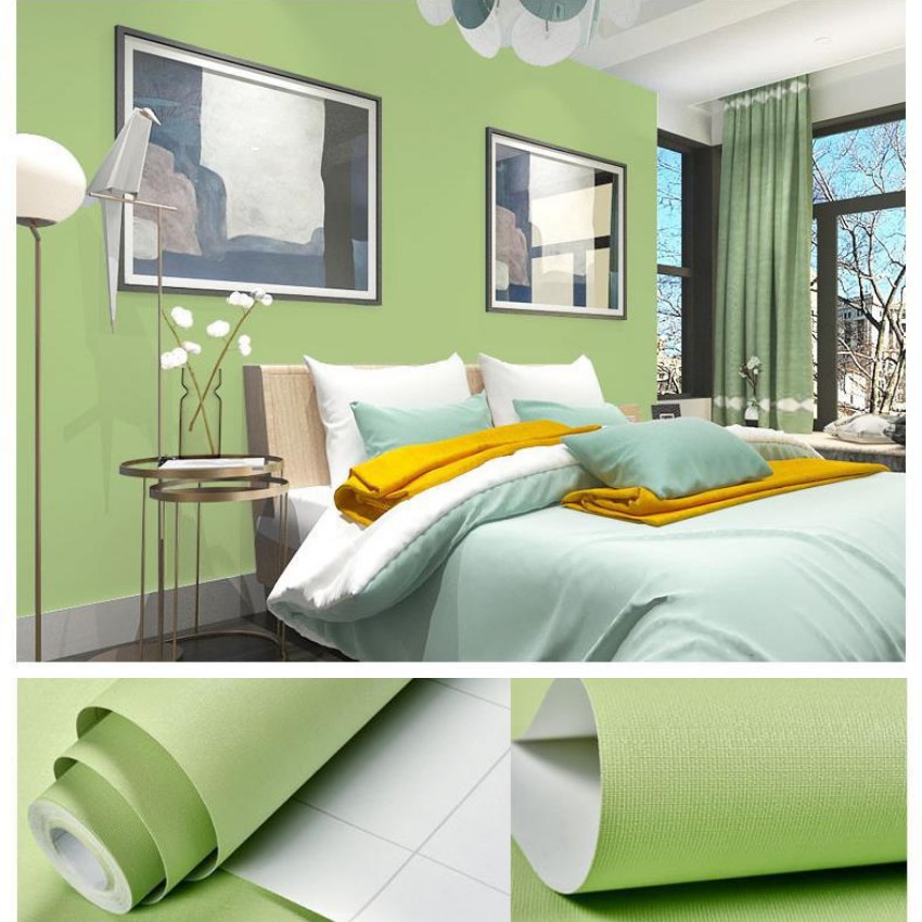 Giấy dán tường 1 màu mặt nhám có keo sẵn khổ rộng 45cm, giấy decal dán tường một màu trơn phòng khách, phòng ngủ