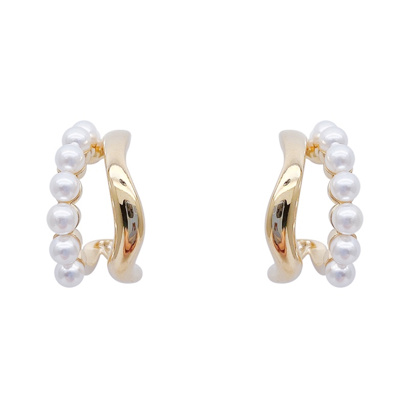 Khuyên Tai Ngọc Trai Hình Chữ C Phong Cách Hàn Quốc