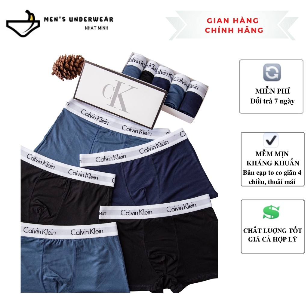 Hộp 5 quần lót nam thun lạnh - Quần Boxer Nam thoáng khí, đai co giãn 4 chiều thoải mái và mạnh mẽ mã DCK218