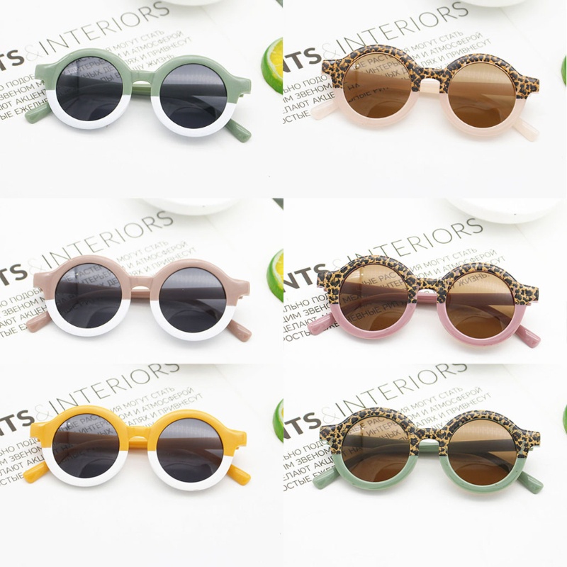 Kính Mát Tròn Chống Tia UV400 Họa Tiết Hoạt Hình Xinh Xắn Cho Bé