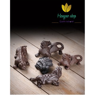 Tượng tỳ hưu, tượng cóc 3 chân ngậm tiền, thiềm thừ phong thủy may mắn bằng gốm tử sa (cát tím) cao cấp