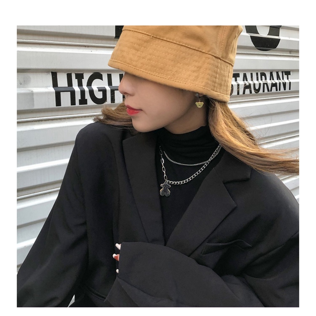 Khuyên Tai Hình Tròn Họa Tiết Gấu Phong Cách Hiphop Thời Trang