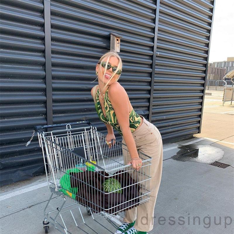 Áo croptop sát nách cổ yếm chữ V in họa tiết gợn sóng thời trang mùa hè dành cho nữ