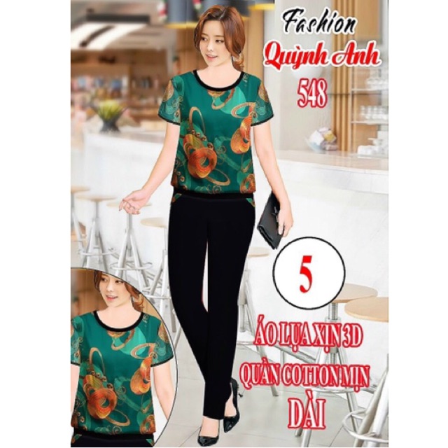 Đồ bộ áo gấm quần cotton xịn trung niên cao cấp