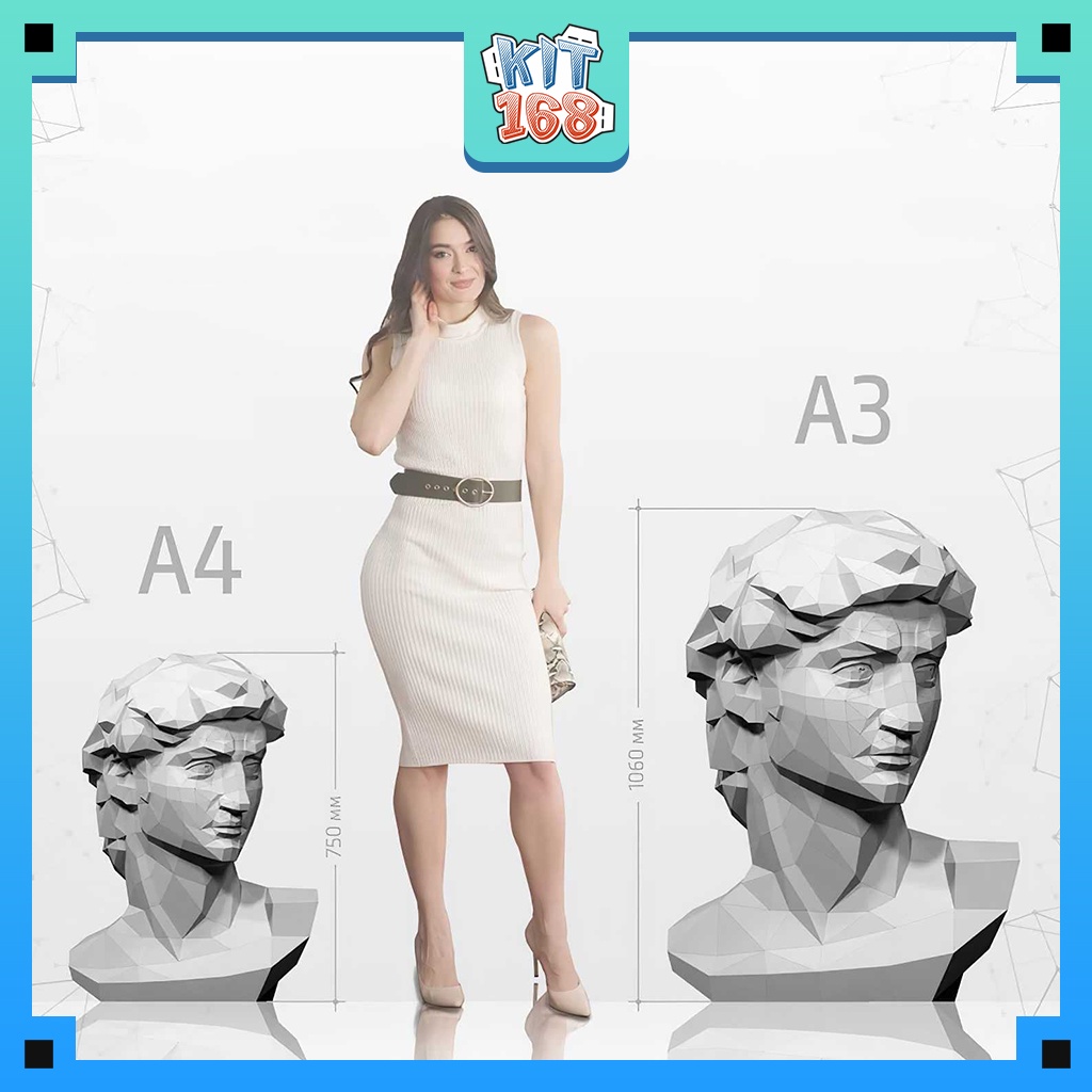 Mô hình giấy đồ vật đồ chơi Tượng Người David Bust