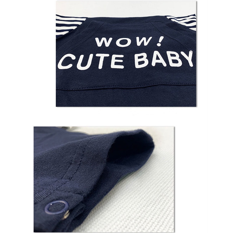 Bộ Áo Liền Quần Ngắn Tay Họa Tiết Kẻ Sọc Dễ Thương Thời Trang Mùa Hè Cho Trẻ Sơ Sinh