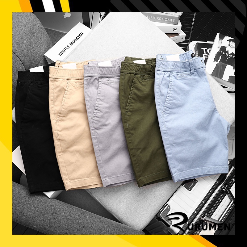 Quần Short Nam Kaki Thun Lưng Thun Yessir RURUMEN Quần Đùi Nam VNXK Cao Cấp Đen, Xám, Xanh Rêu - QB400