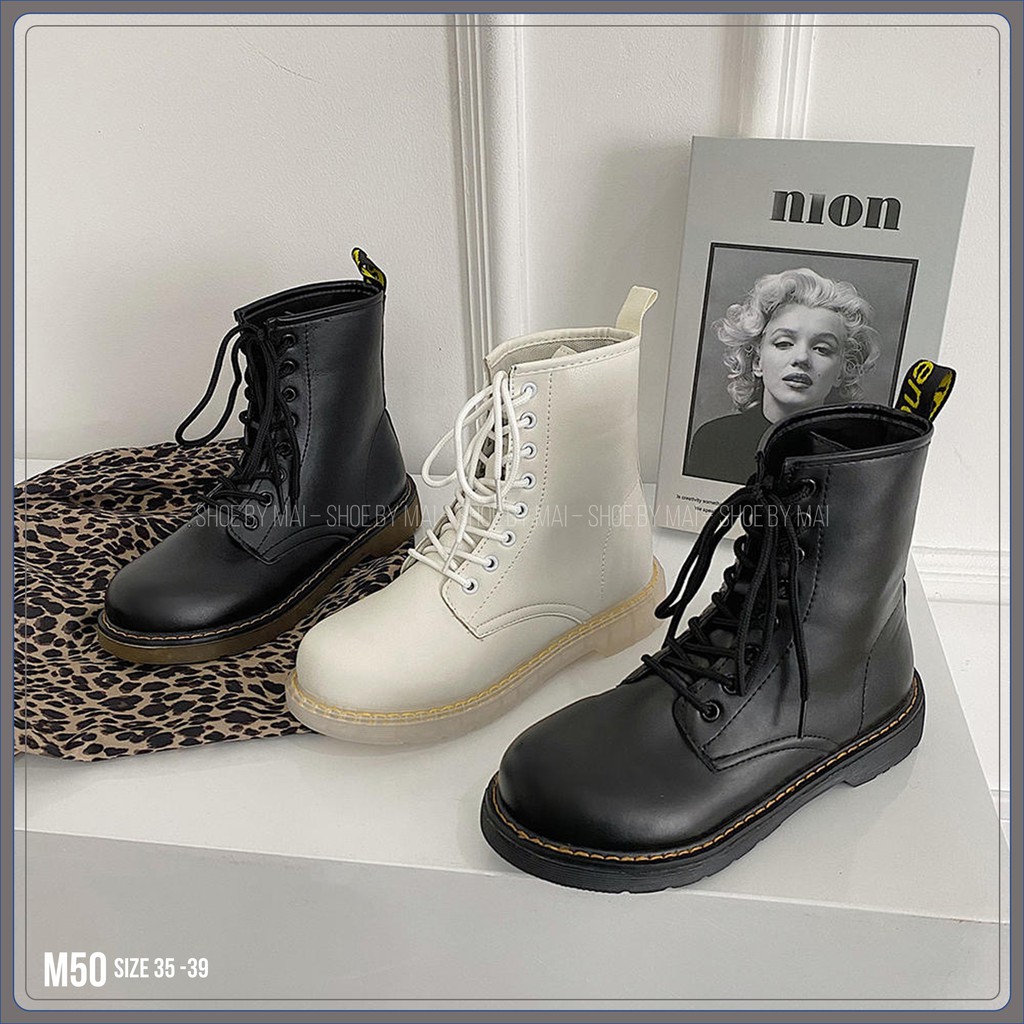 Giày boot Martin cổ thấp thắt dây phong cách cá tính cho nữ M50 SHOESBYMAI