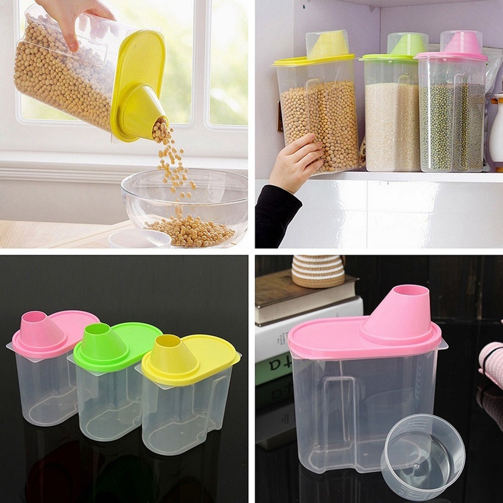 NICKOLAS 1.9L Container Box New Household Storage Kitchen Food Selling Creative Plastic Home Cereal Grain Bean Rice/Multicolor