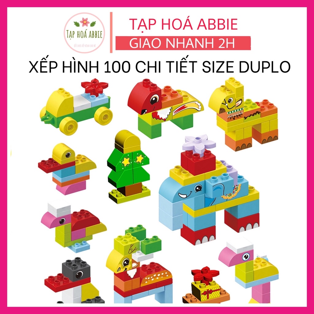 Đồ Chơi Xếp Hình size Lego Duplo - 100 chi tiết, Bộ lắp ghép mô hình cho bé phát triển trí não