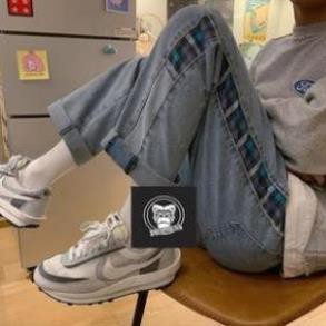Quần baggy jean ống rộng xuông unisex nam nữ họa tiết kẻ sọc 2 bên t515 mới 2021 | BigBuy360 - bigbuy360.vn