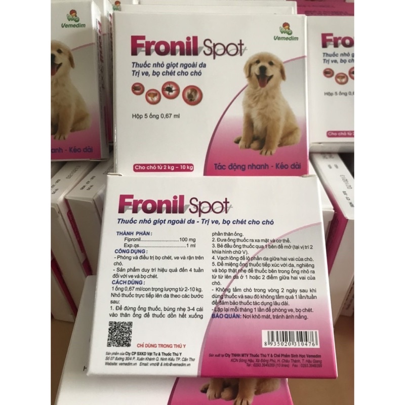 ỐNG NHỎ GÁY FRONIL SPOT DIỆT VE RẬN BỌ CHÉT CHO CHÓ MÈO - MIXO PET TOWN