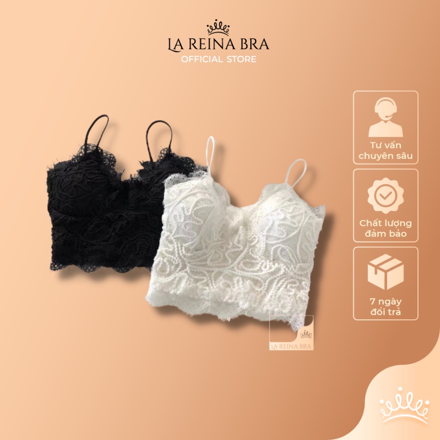 Áo hai dây nữ LAREINA BRA - LRAB047 họa tiết ren đan nổi, mềm mại, kín đáo