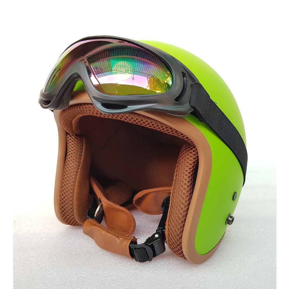 [ Hình Thật - 16 Màu ] Mũ Bảo Hiểm 3/4 đầu Lót Nâu Kèm Kính UV Như Hình - Hàng CTY-Cam Kết Chất Lượng Giống Hình 100%