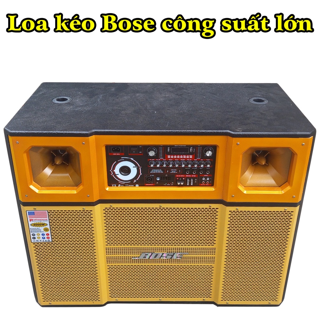 Loa kéo bình 4 tấc đôi nằm ngang công suất cực khủng có Reverb  tặng 2 micro không dây
