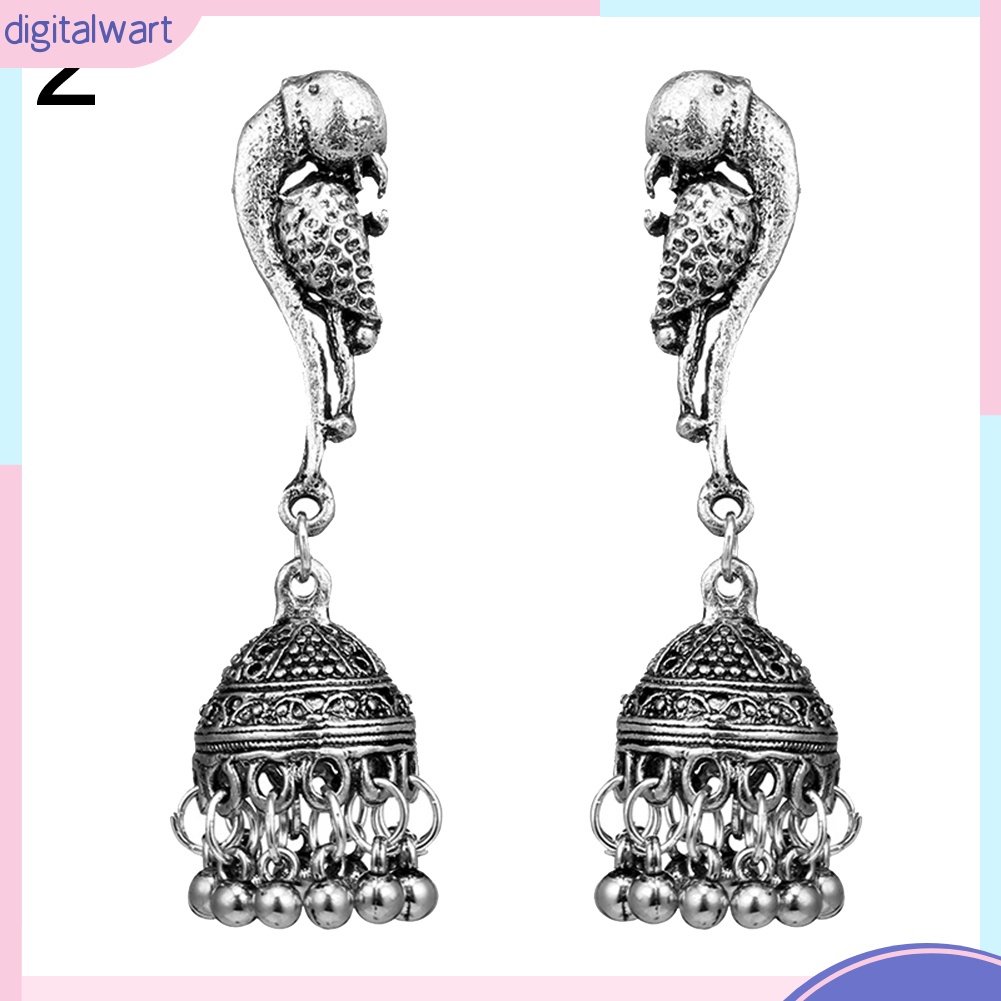 Khuyên tai nữ trang dáng dài tạo hình chim công độc đáo