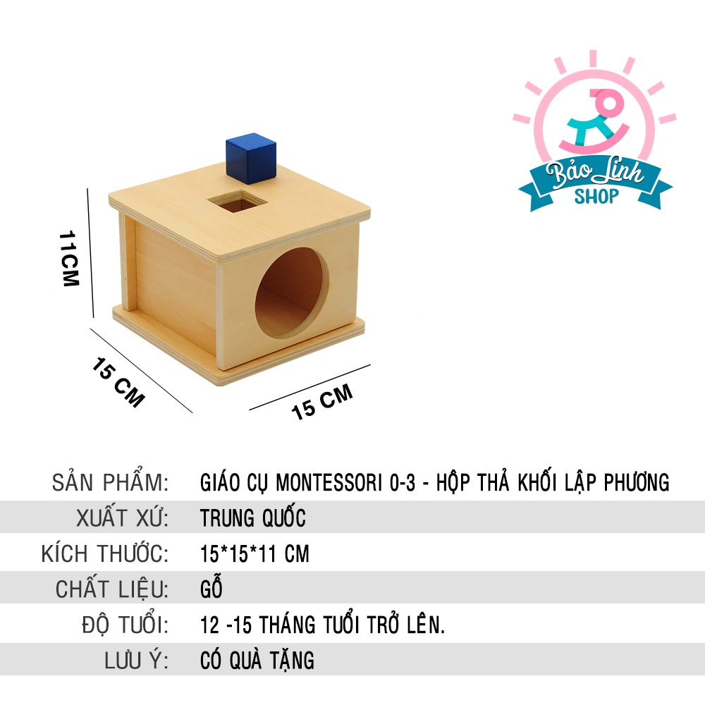 Đồ chơi cho bé 12-15 tháng tuổi - Hộp thả khối lập phương - Giáo cụ Montessori 0-3