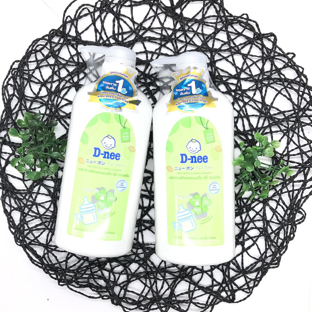 Combo rửa bình sữa: 01 chai nước rửa bình Dnee 500ml và 01 bộ cọ 2 chi tiết Moonship