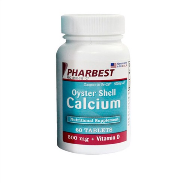 Viên Uống Bổ Sung Canxi Nhập Khẩu Mỹ dễ hấp thu Oyster Shell Calcium 500mg + Vitamin D 200IU