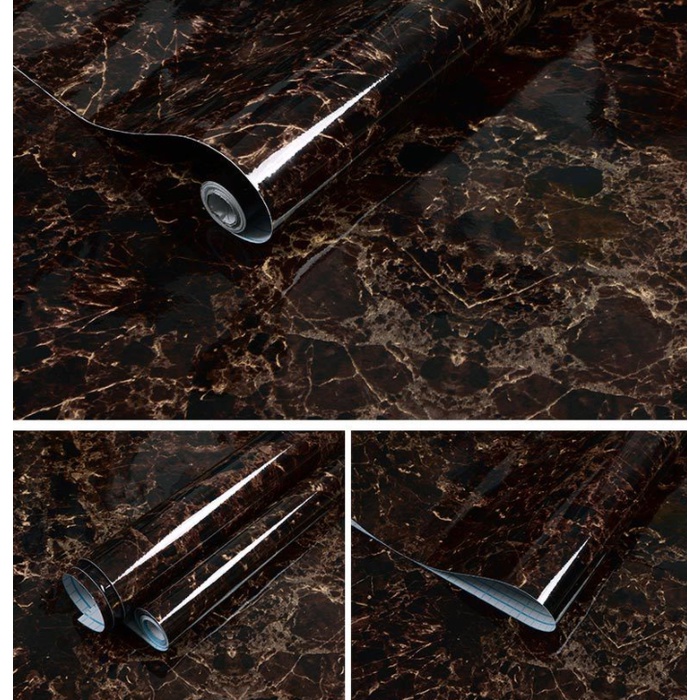 Decal tráng nhôm dán bếp ĐÁ HOA CƯƠNG NÂU ĐEN khổ 60cm có keo sẵn