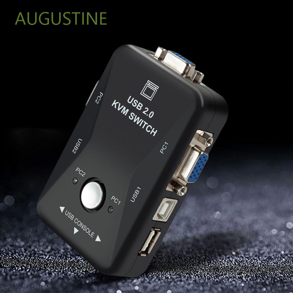 AUGUSTINE PC Computer KVM Switch 1080P Splitter Box Switcher 1920*1440 2 In 1 Out Video Mouse Keyboard USB 2.0 2-Port Monitor Adapter/Multicolor