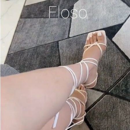 Giày sandal cao gót cột dây xỏ ngón gót 7 phân