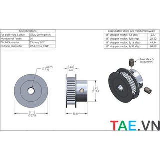Pulley GT2 36 Răng
