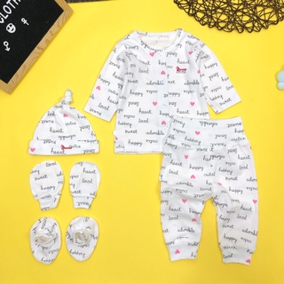 Set bộ quần áo sơ sinh Bunny dành cho bé 3-10kg họa tiết chữ tim hồng