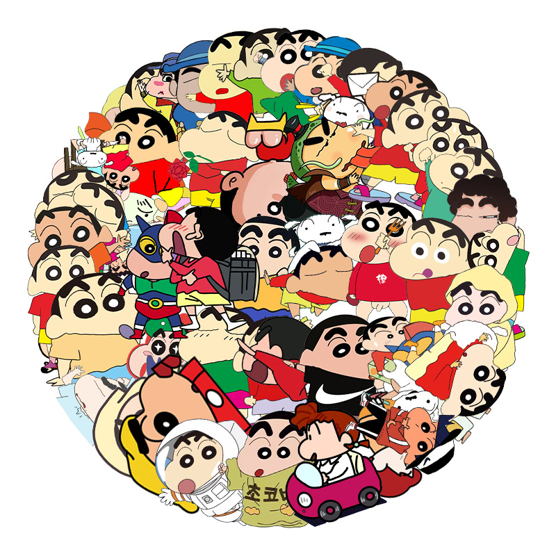 Bộ 51 miếng dán trang trí hành lý hình cậu bé bút chì Shin-Chan chống thấm nước