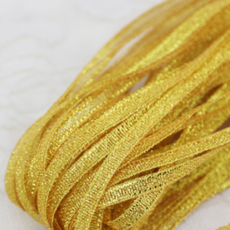 Cuộn Dây Ruy Băng Kim Tuyến Rộng 3mm Dài 20 Yards Màu Vàng / Bạc Trang Trí Giáng Sinh / Năm Mới