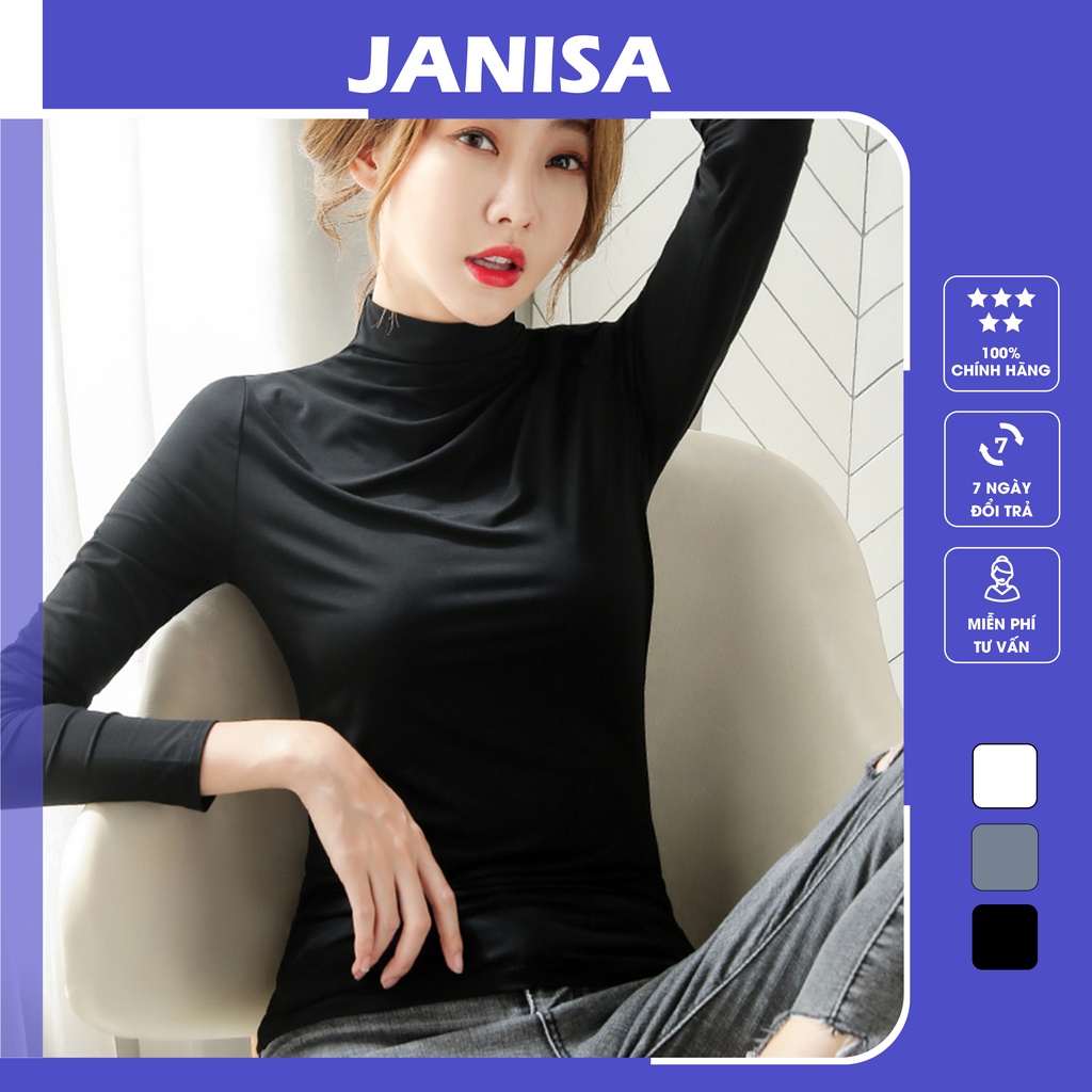 Áo giữ nhiệt nữ kiểu dài tay cổ lọ cao new style freesize JANISA AK05
