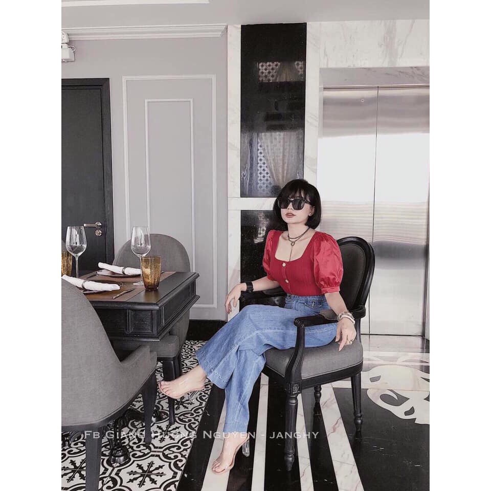 ÁO LEN TAY BỒNG MIX TAY VOAN CROPTOP ULZZANG