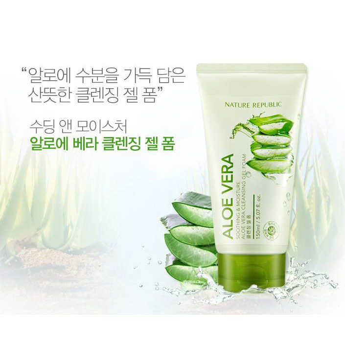 Sữa rửa mặt SOOTHING & MOISTURE ALOE VERA CLEANSING GEL FOAM của Nature Republic