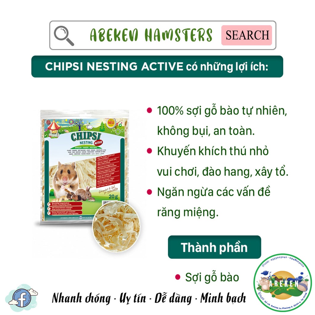 Vật liệu làm tổ cho thú nhỏ CHIPSY NESTING ACTIVE