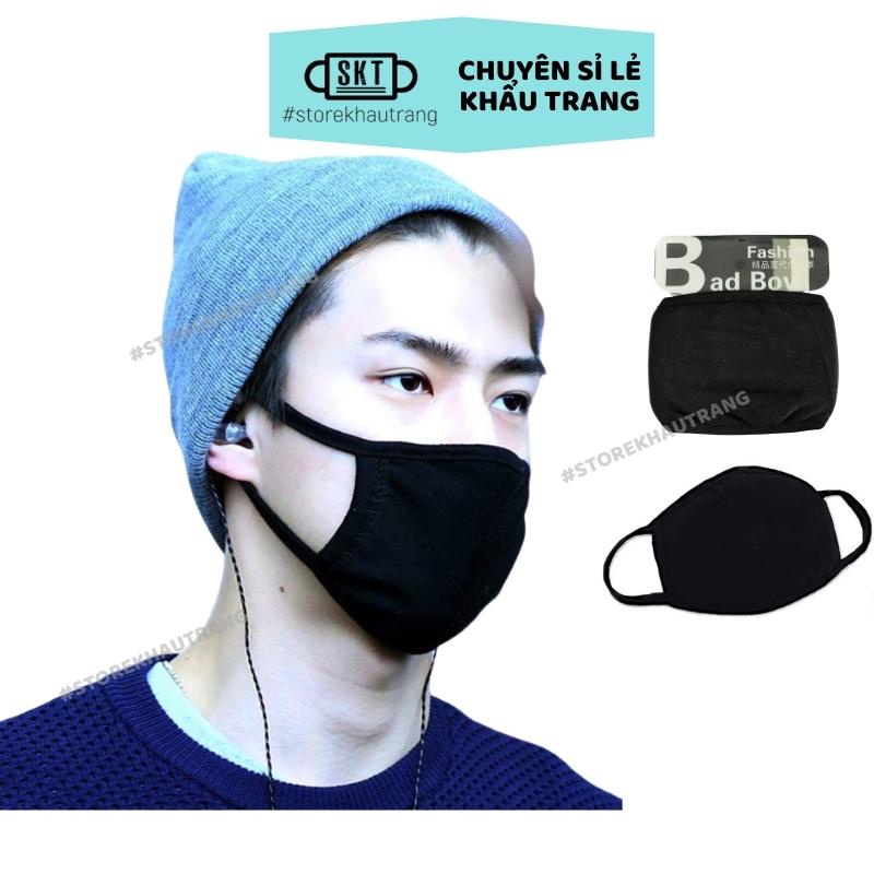 Khẩu Trang Đen Trơn Bad Boy Fashion Style Hàn Quốc