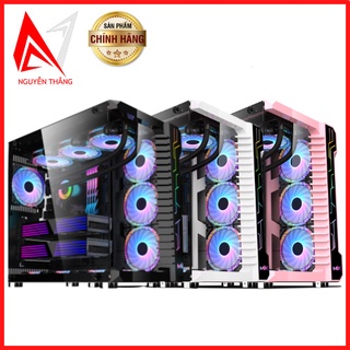 Vỏ case máy tính Mik LV07 RGB KÍNH CƯỜNG LỰC (ĐEN TRẮNG HỒNG) NO FAN