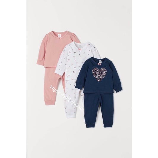 Set 3 Bộ Dài Tay Hoạ Tiết Thu Đông Chất Cotton Mỏng Cho bé - Nhà Cam