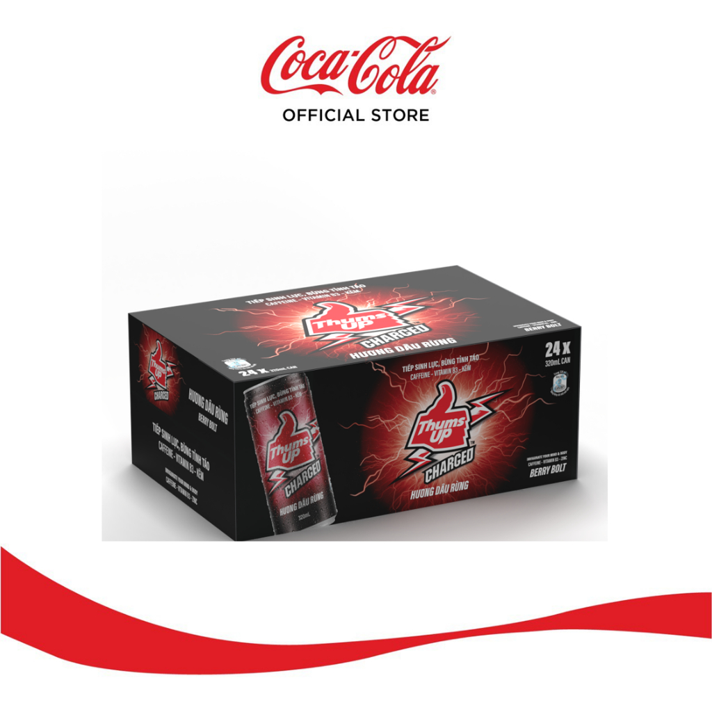 Lốc/Thùng 24 Lon Nước Giải Khát Thums Up Charged Hương Dâu Rừng 320ml x 24