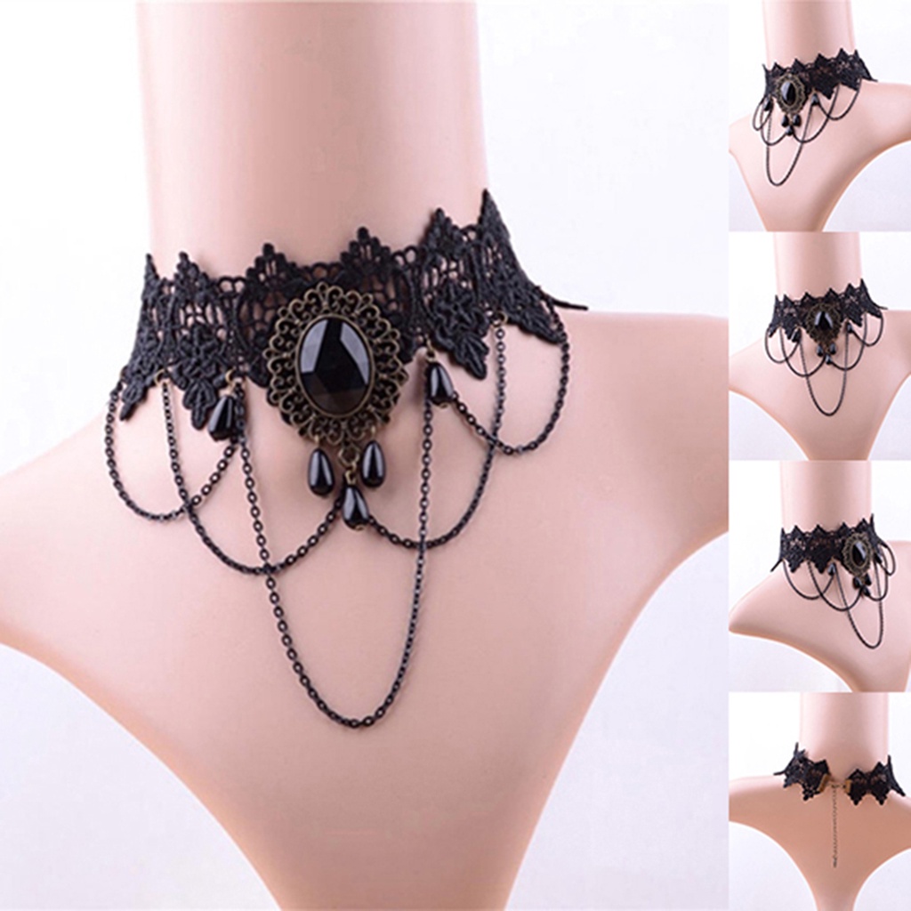 Vòng cổ ren đính đá nhân tạo thời trang dành cho nữ