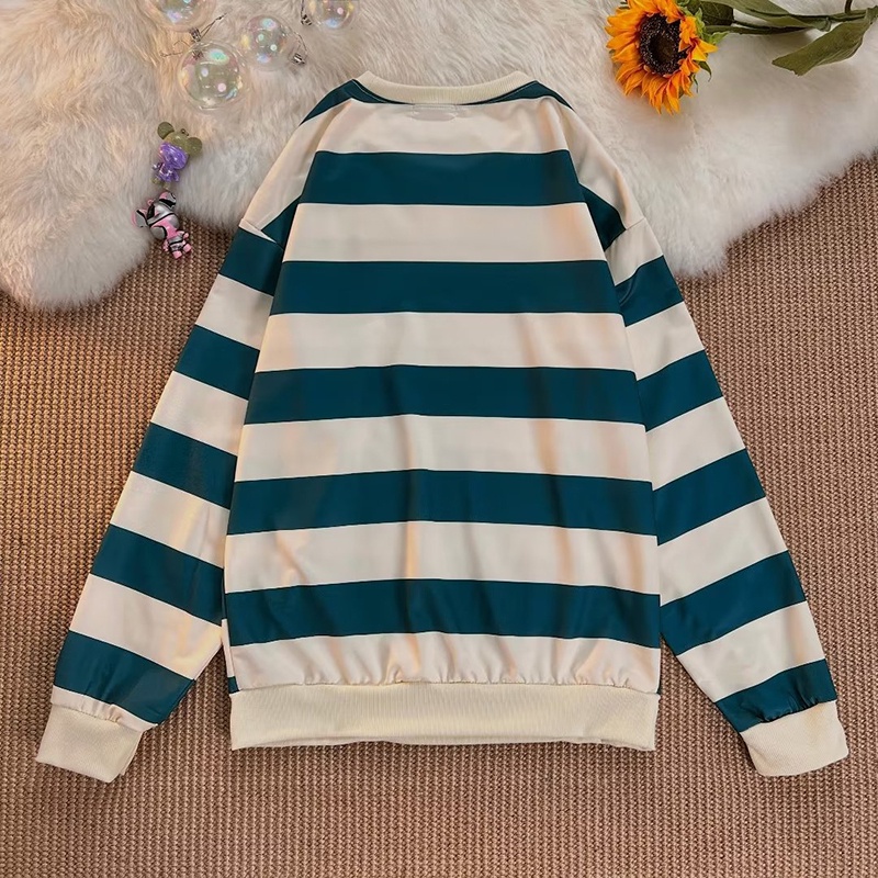 Áo sweater IELGY cổ tròn họa tiết kẻ sọc phong cách Hàn Quốc trẻ trung thời trang dành cho nam