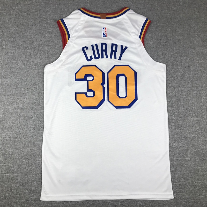 Áo Bóng Rổ NBA Gold State Warriors Cá Tính Cho Nam #Áo Bóng Rổ Màu Trắng Vàng Số 30 Stephen Curry Năng Động Thời Trang
