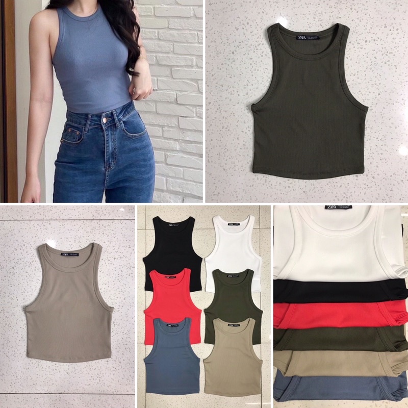 ÁO BA LỖ CROPTOP GÂN VIỀN