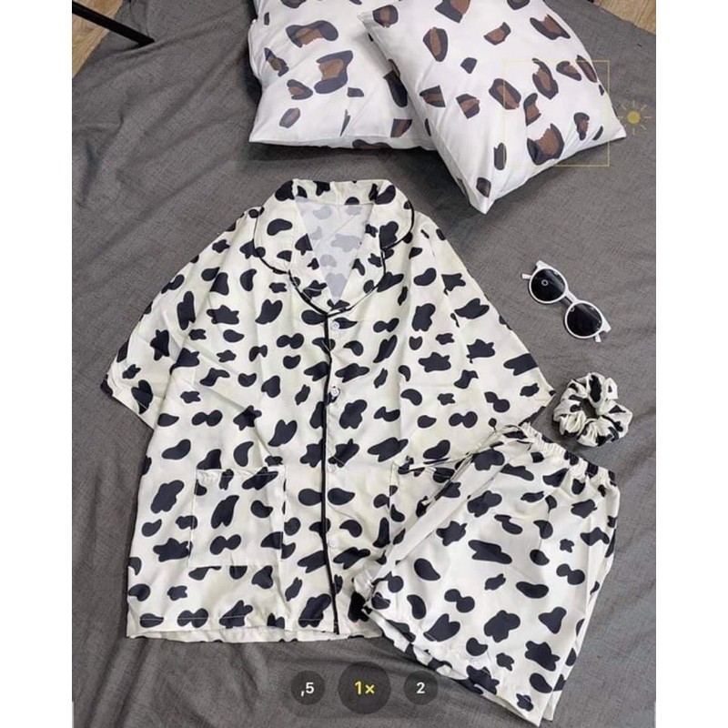 Bộ Ngủ Pijama Cánh Dơi Nhiều Họa Tiết Tim - Gấu - Trắng - Xanh -Bò Sữa Nữ [FREESHIP] Đồ ngủ đồ mặc nhà form rộng cao cấp