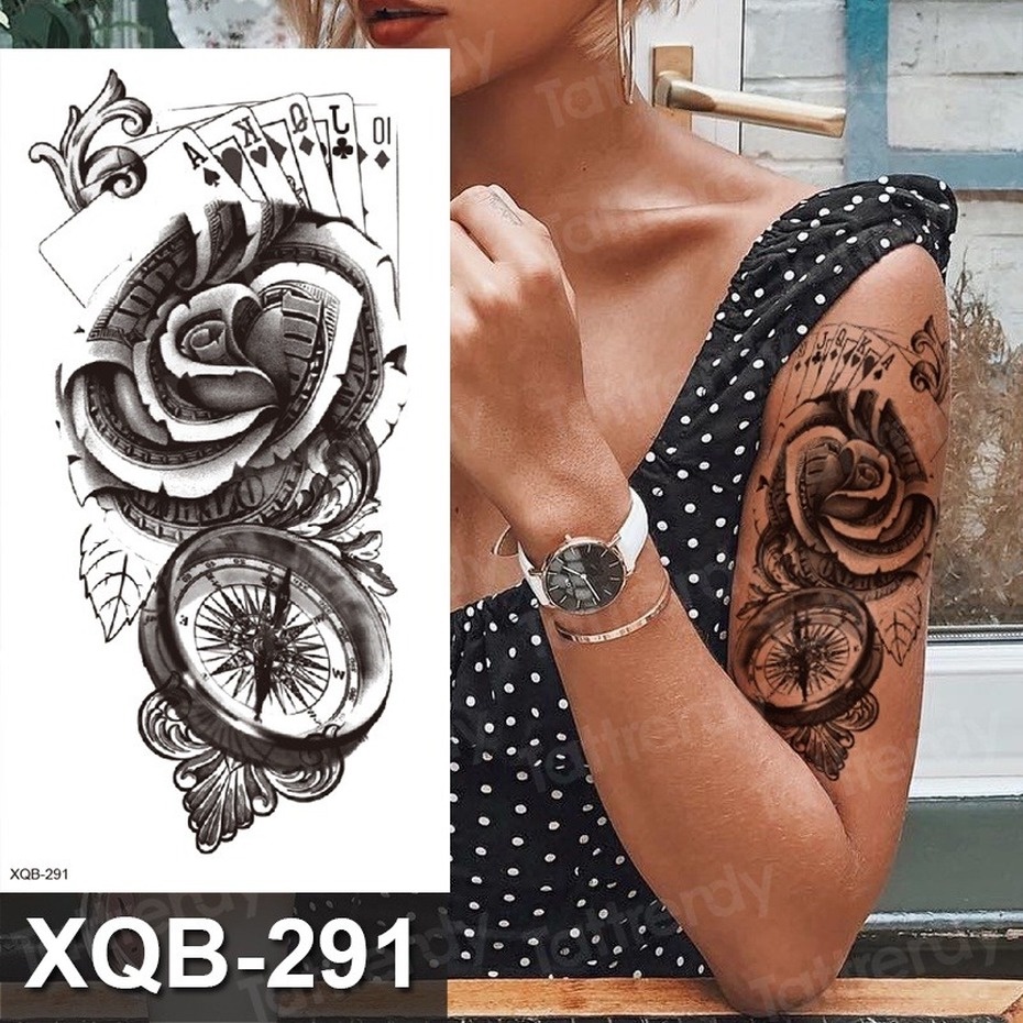 Hình Xăm Dán Tạm Thời Hình Mắt La Bàn Màu Đen Chống Nước Cho Nam Nữ