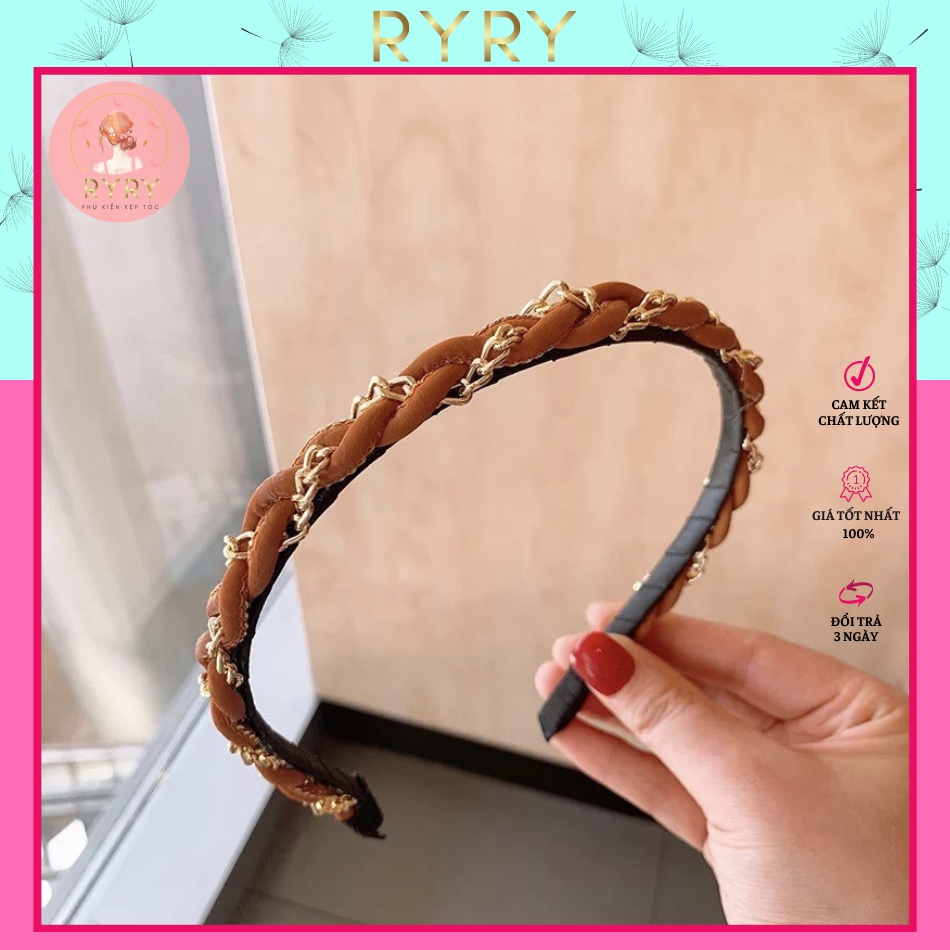 Cài Tóc Đan Xoắn Vải Da Xinh Xắn Phong Cách Hàn Quốc Cho Nữ