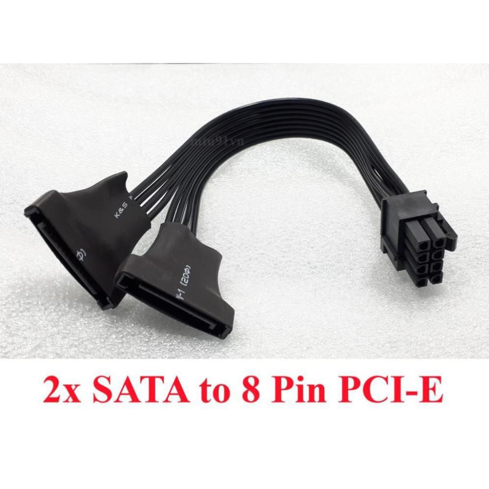 Cáp Nguồn 2x SATA to 8 Pin PCI-E cho VGA ( Gộp 2 cổng nguồn SATA thành 6+2 Pin )