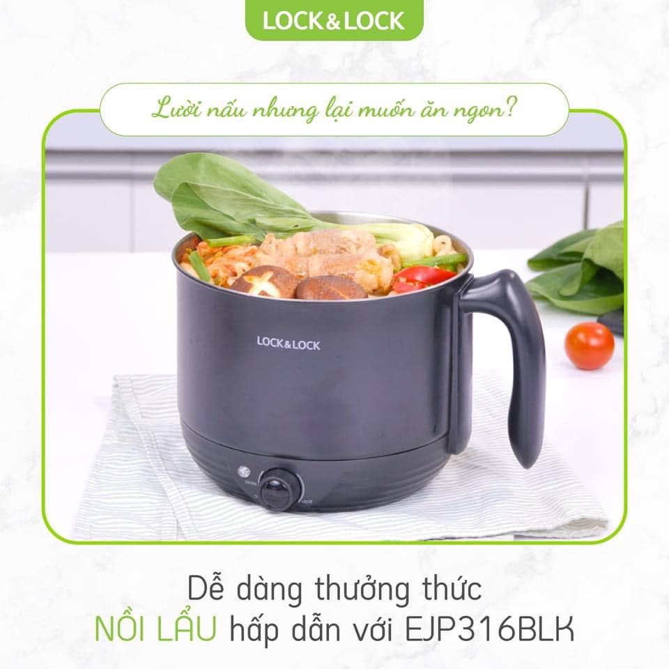 CỰC SỐC - NỒI LẨU ĐIỆN ĐA NĂNG, CA NẤU MÌ MINI LOCK&LOCK Multi Pot 1.2L EJP316 BẢO HÀNH CHÍNH HÃNG