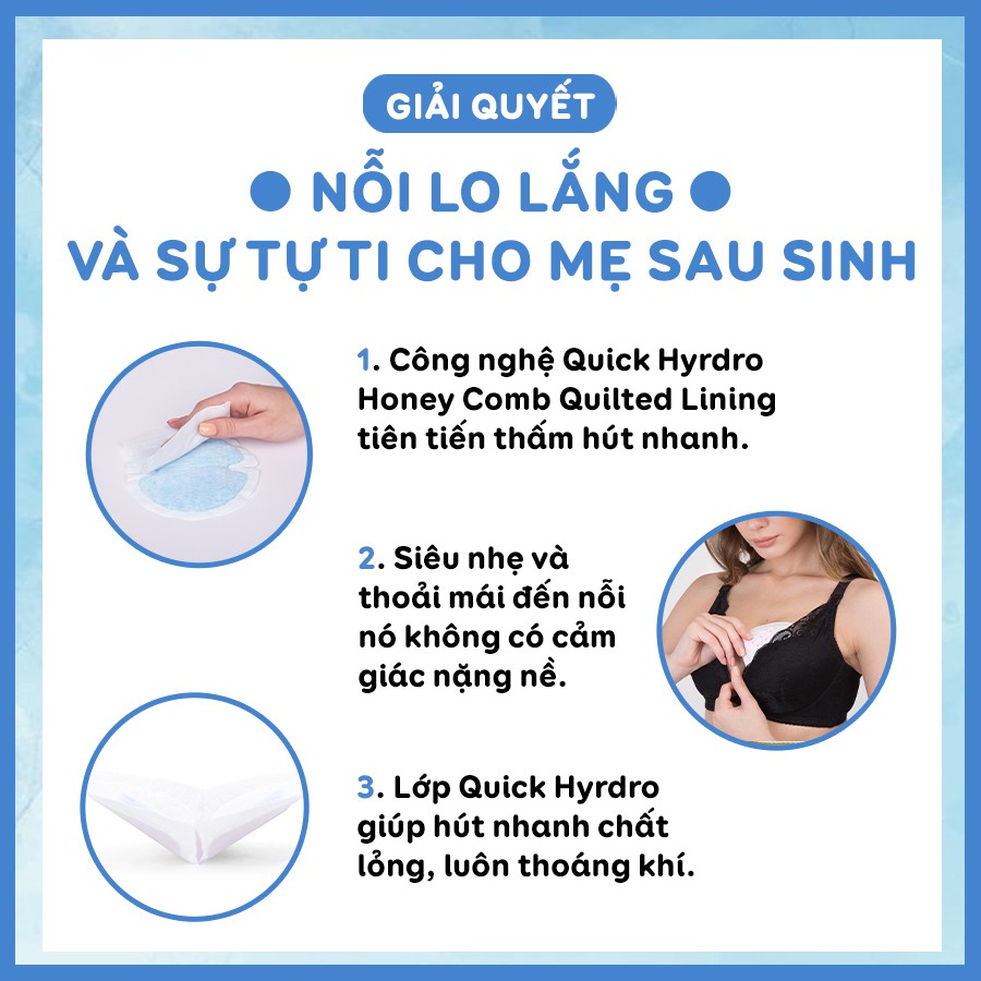 Lót Thấm Sữa Mỏng Nhất Thế Giới Naturebond dùng 1 Lần Polymer Nhật Bản Thấm 40 Lần Trọng Lượng