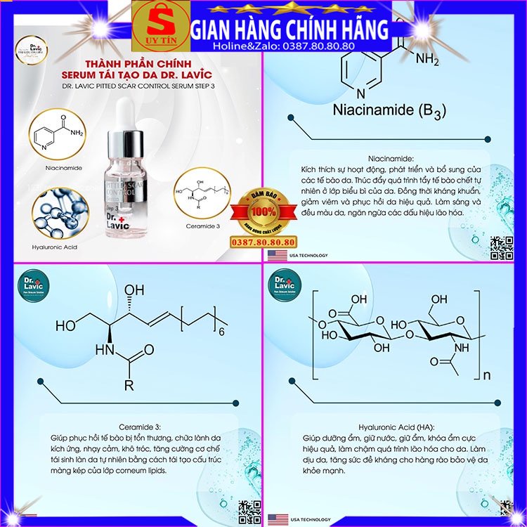 Tinh chất Serum sẹo rỗ và mụn thâm tái tạo phục hồi da step 3 Dr.lavic cho mặt body tốt nhất hiện nay coollagen sinh học